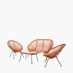 Pacific Lifestyle Orange PU Rio 4 Piece Seating Set