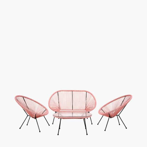 Pacific Lifestyle Pink PU Rio 4 Piece Seating Set