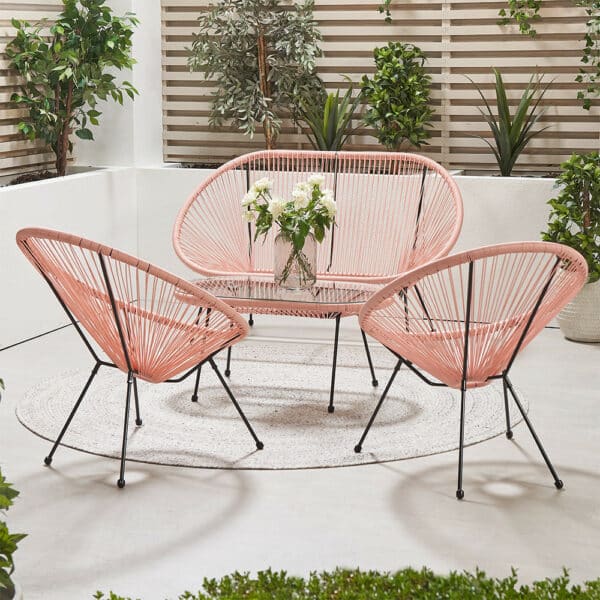 Pacific Lifestyle Pink PU Rio 4 Piece Seating Set