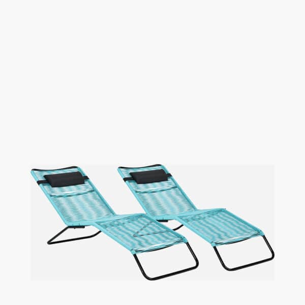 Pacific Lifestyle S/2 Blue PU Rio Sun Loungers