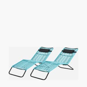 Pacific Lifestyle S/2 Blue PU Rio Sun Loungers