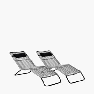 Pacific Lifestyle S/2 Grey PU Rio Sun Loungers