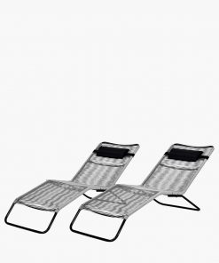 Pacific Lifestyle S/2 Grey PU Rio Sun Loungers