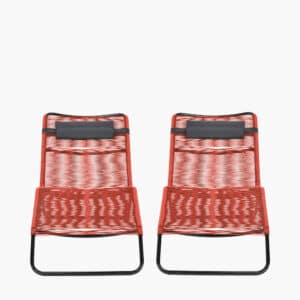 Pacific Lifestyle S/2 Red PU Rio Sun Loungers