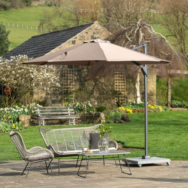 Pacific Lifestyle Voyager T1 3m Round Taupe Parasol