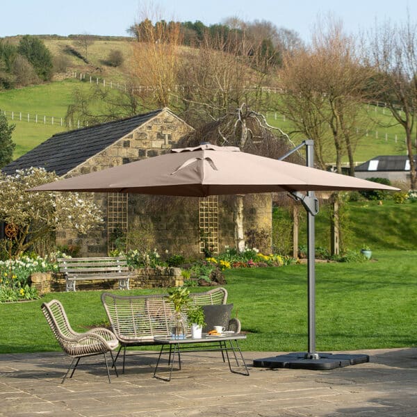 Pacific Lifestyle Challenger T2 3.5 x 2.6m Oblong Taupe Parasol