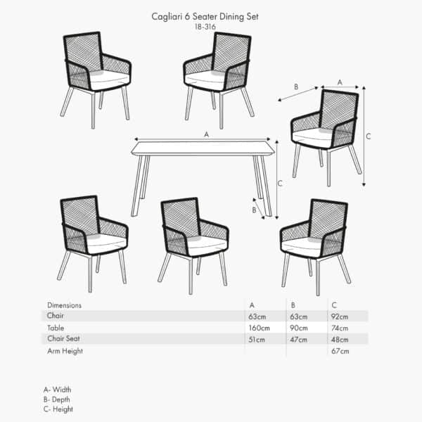 Pacific Lifestyle Cagliari 6 Seater Dining Set