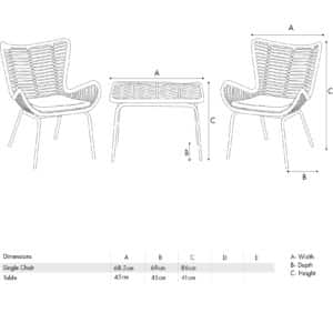 Pacific Lifestyle Fairfield 3 Piece Bistro Set