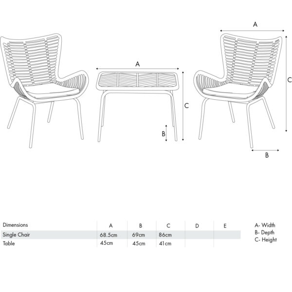 Pacific Lifestyle Fairfield 3 Piece Bistro Set