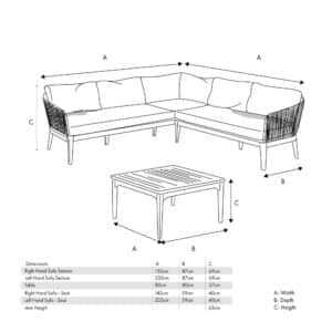 Pacific Lifestyle Honolulu Corner Set Grey