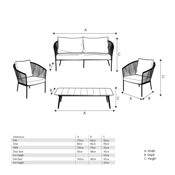 Pacific Lifestyle Reims Lounge Set Grey