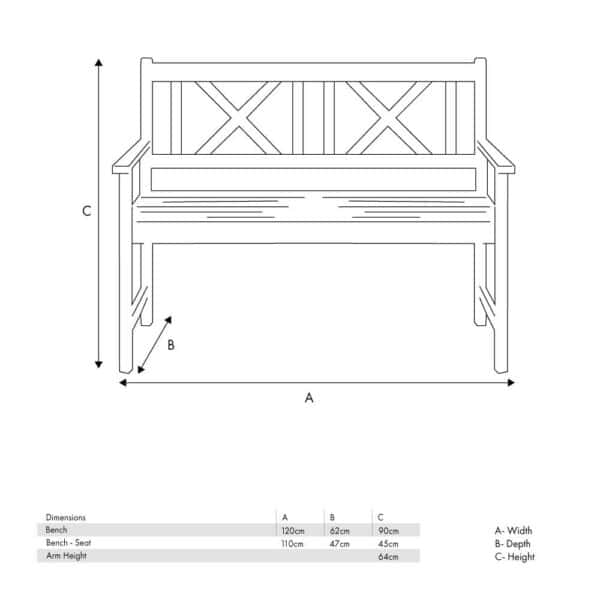 Pacific Lifestyle Cambridge Antique Grey 2 Seater Acacia Wood Bench