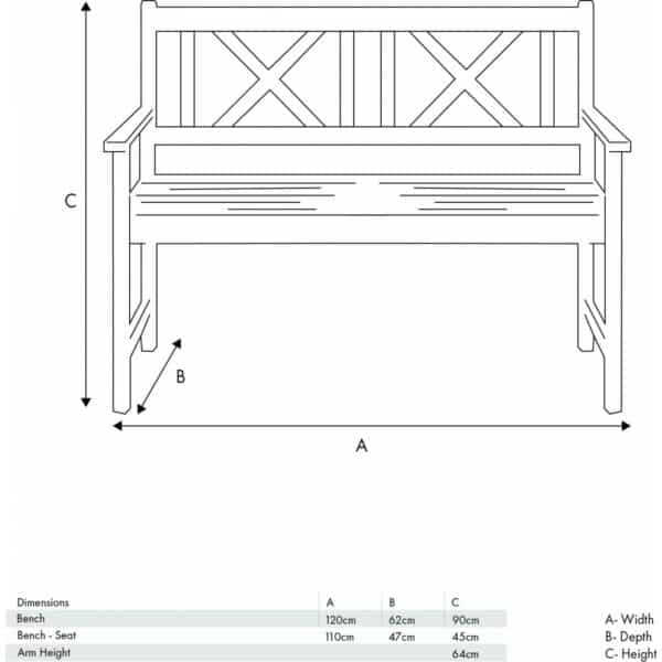 Pacific Lifestyle Cambridge Light Teak 2 Seater Acacia Wood Bench