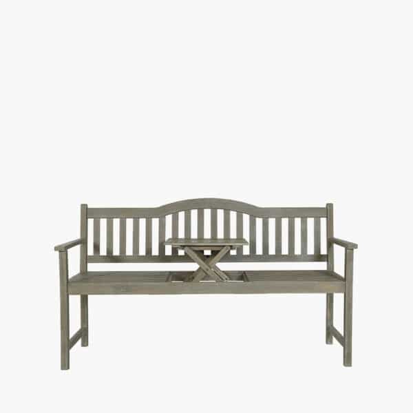 Pacific Lifestyle Richmond Antique Grey Acacia Wood Bench with Pop Up Table