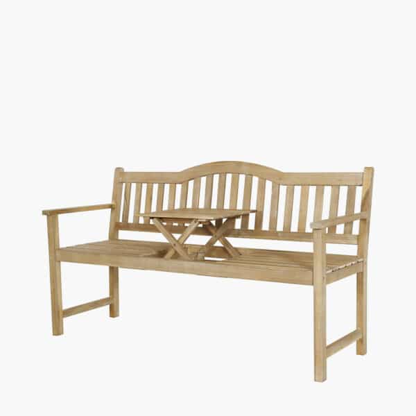 Pacific Lifestyle Richmond Light Teak Acacia Wood Bench with Pop Up Table