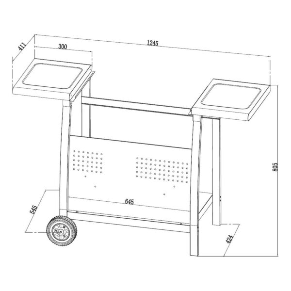 Callow Gas BBQ 3 Burner Plancha in Stainless Steel with Stand and Side Tables