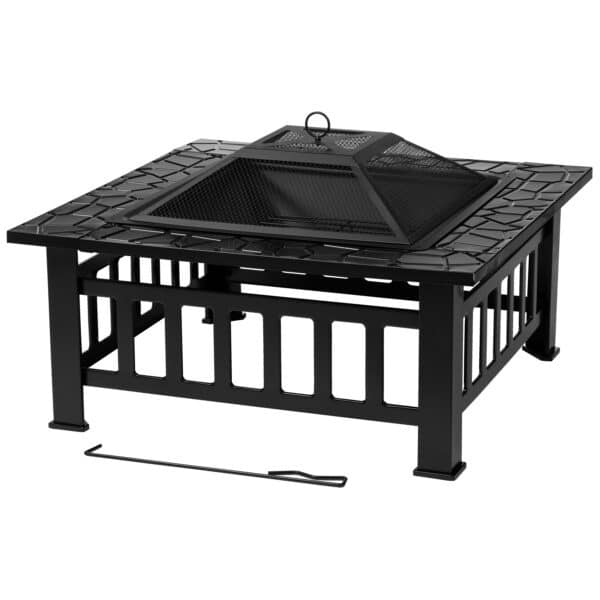 Tepro Large Glenview Black Square Log Fire Pit