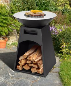 Tepro Waco Log Fireplace with Steel Plancha Ring and Log Store