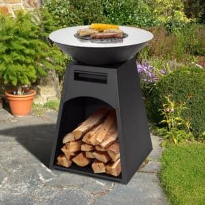 Tepro Waco Log Fireplace with Steel Plancha Ring and Log Store