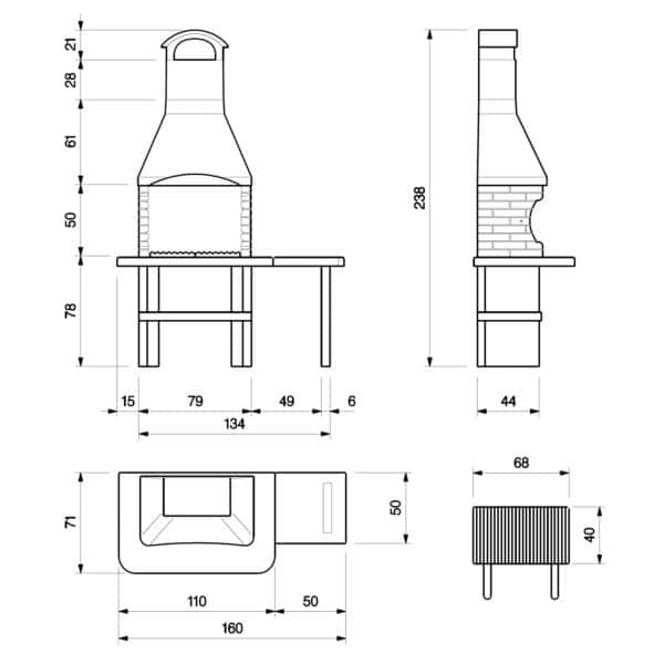 Palazzetti Jesolo 2 Masonry BBQ with Side Table