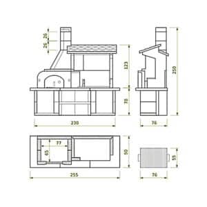 Palazzetti Antille Complete Outdoor BBQ Kitchen with Wood Fired Oven