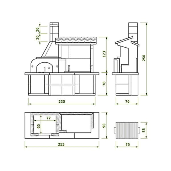 Palazzetti Antille Complete Outdoor BBQ Kitchen with Wood Fired Oven