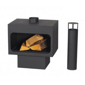 Callow Arizona Freestanding Steel Wood Burning Fireplace with Chimney