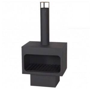 Callow Arizona Freestanding Steel Wood Burning Fireplace with Chimney