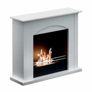 TecnoAir Firenze Freestanding Bioethanol Eco Fireplace with White Wood Fire Surround