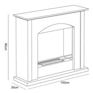 TecnoAir Firenze Freestanding Bioethanol Eco Fireplace with White Wood Fire Surround