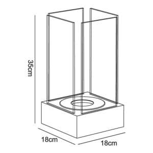 TecnoAir Aosta Bioethanol Square Eco Lantern - Steel