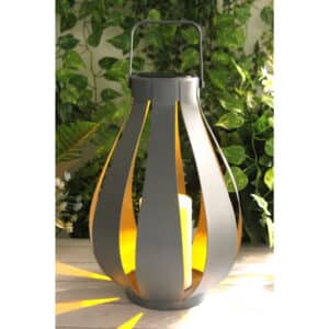 Callow Silver Solar Pear Shaped Lantern with LED Candle