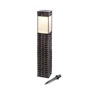 Callow Rattan Effect Square Garden Solar LED Bollard Light