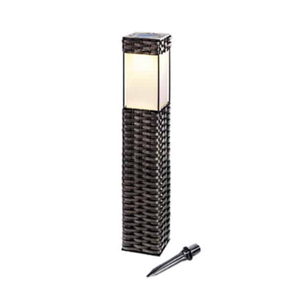 Callow Rattan Effect Square Garden Solar LED Bollard Light