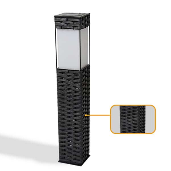 Callow Rattan Effect Square Garden Solar LED Bollard Light