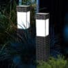 Callow Rattan Effect Square Garden Solar LED Bollard Light