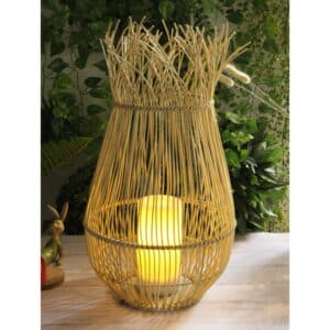 Callow Rattan Effect Outdoor Solar Lantern with LED Candle