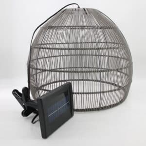 Callow Outdoor Solar LED Pendant Light with Grey Rattan Effect Shade