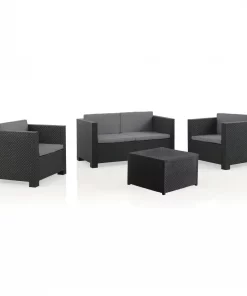 Diva 4pc Lounger Set with Double Sofa, 2 Armchairs and Coffee Table in Graphite