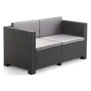 Diva 4pc Lounger Set with Double Sofa, 2 Armchairs and Coffee Table in Graphite