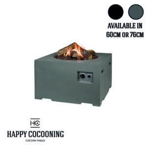 Happy Cocoon Square Fire Pit in Grey