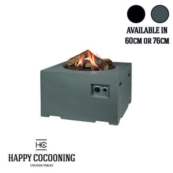 Happy Cocoon Square Fire Pit in Grey