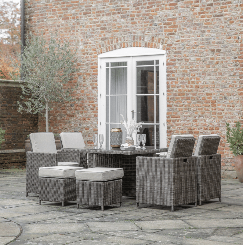 GLS Rasalas 8 Seater Cube Rattan Dining Set in Natural