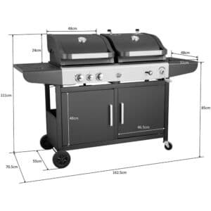 Callow Dual Fuel Gas and Charcoal BBQ with premium cover and Rotisserie