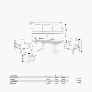 Pacific Lifestyle Stockholm Anthracite Outdoor Seating Set