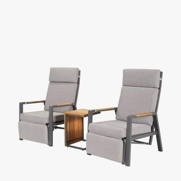 Pacific Lifestyle Stockholm Anthracite Outdoor Recliner Set