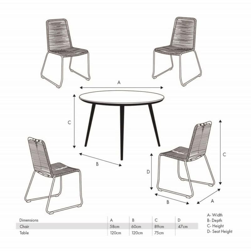 Pacific Lifestyle Pang Wasabi Outdoor 4 Seater Dining Set