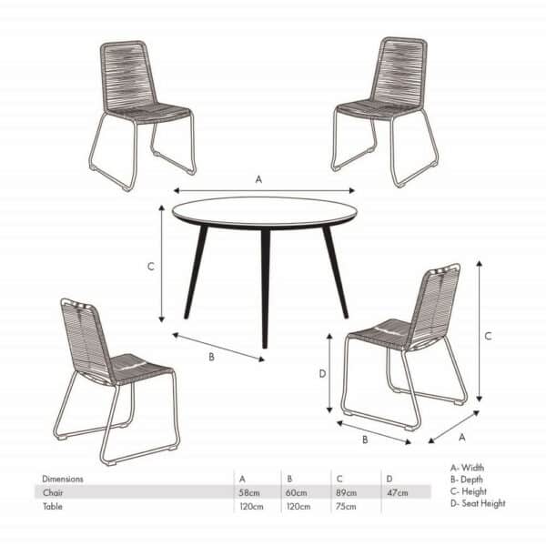 Pacific Lifestyle Pang Terracotta Outdoor 4 Seater Dining Set