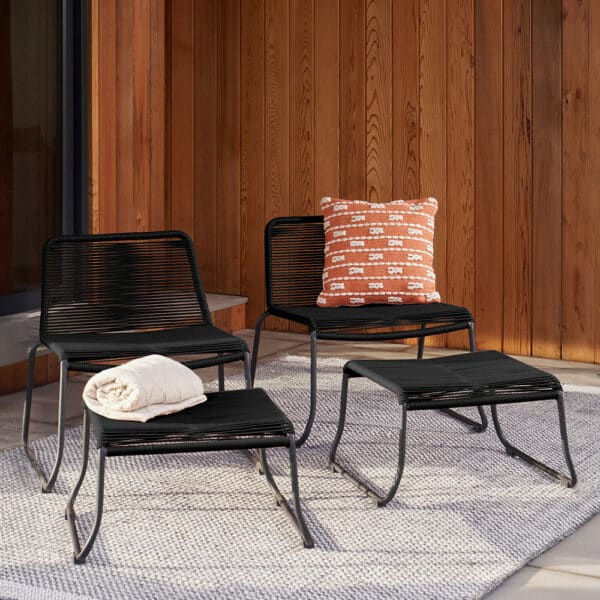 Pacific Lifestyle Pang Black Outdoor Hocker Set