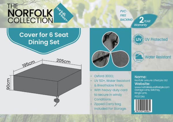 Norfolk Leisure Easton 6 Seater Dining Cover